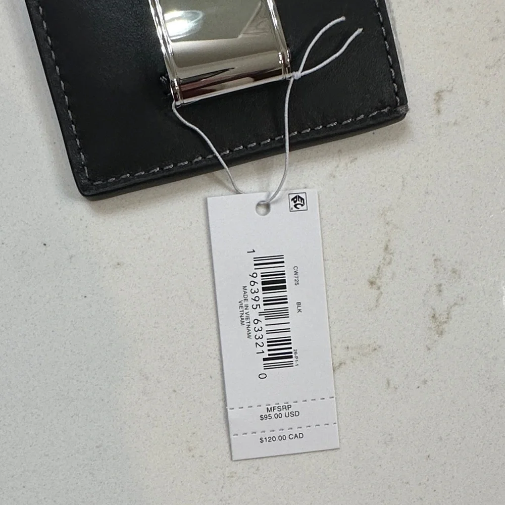 Coach Black Card Holder with Silver Clip